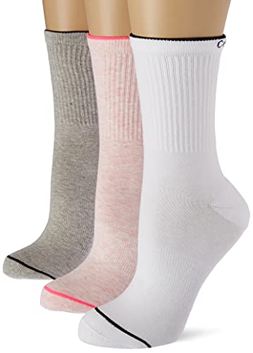 Calvin Klein Damskie skarpety Crew Calvin Klein Athleisure Women's Crew Socks 3-pak, różowe melanż combo, rozmiar uniwersalny, różowy melan? combo, rozmiar uniwersalny