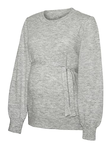 MAMALICIOUS Women's MLNEWANNE L/S Knit TOP A. NOOS sweter damski, jasnoszary (Light Grey), S, jasnoszary, S