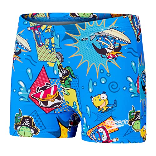 Speedo Boy's Learn to Swim Allover Aquashort, Bondi/Canary/Cherry Pink, 9-12 M, Bondi/kanaryjski/wiśniowy róż, 12 miesi?cy