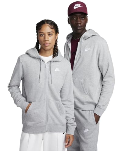 Nike Damska bluza z kapturem W NSW Club FLC Fz, ciemnoszara/biała, M, ciemnoszary/biały., M