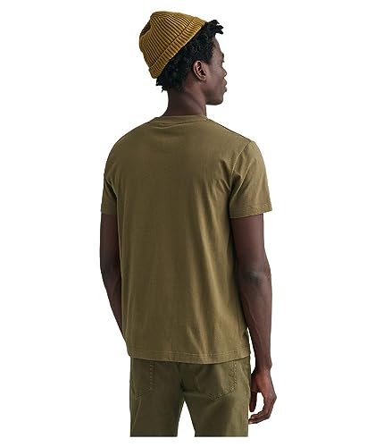 GANT Męski t-shirt REG Tonal Shield SS, Juniper Green, Standard, Juniper Green, XL
