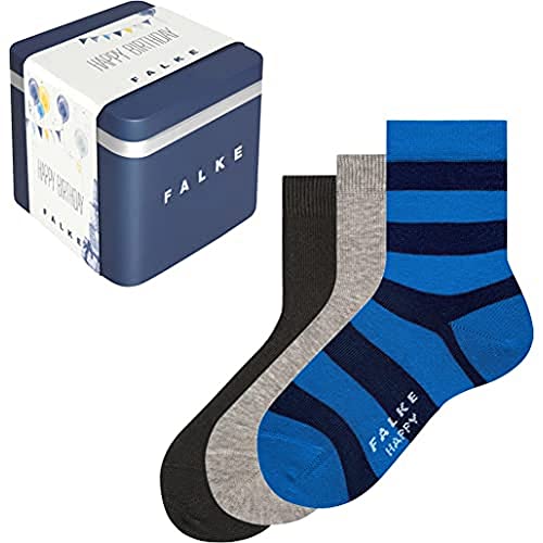 FALKE Uniseks - dzieci Skarpety Happy 3-Pack Giftbox K SO Bawełna z wzorem 3 Pak, Wielokolorowy (Sortiment 0020), 31-34 (7-9 lata)