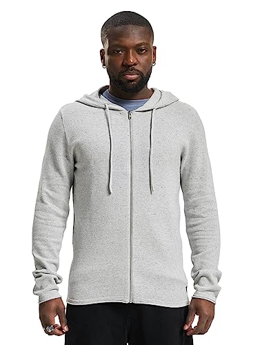JACK & JONES Męska kurtka z kapturem z zamkiem błyskawicznym, jasnoszary melanżowy, XL