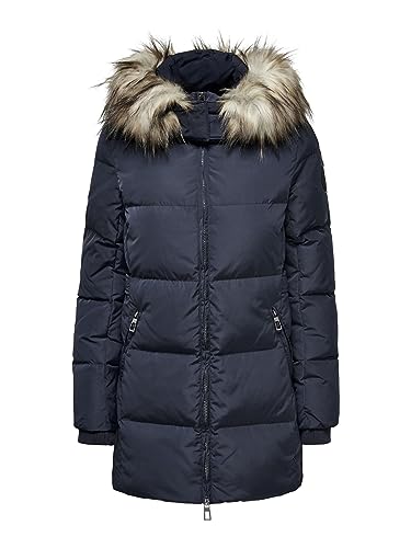 ONLY Kurtka damska ONLRHODA DOWN FUR Hood Coat OTW Jacket, Night Sky, XL