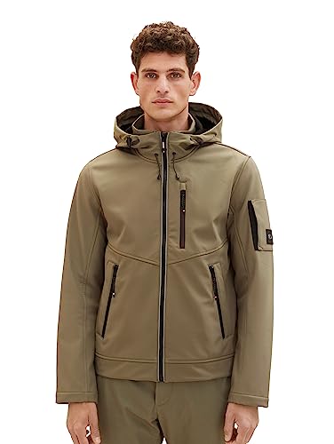 TOM TAILOR Męska kurtka softshell z podszewką z polaru, 32097-smokey Olive Green, 3XL