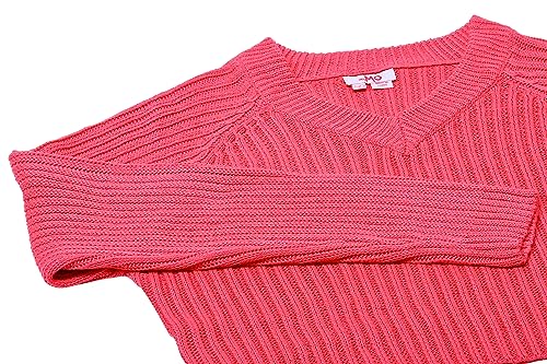 myMo Damski sweter z dzianiny prążkowanej z dekoltem w serek, poliester, różowy, rozmiar XS/S, Rosa, XS