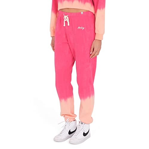 Hurley Spodnie damskie Tie Dye Fleece Jogger luźne, azalia, L
