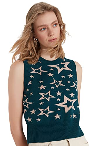 TRENDYOL Damska bluza żakardowa Crop Crop, Indygo, M, indygo, M