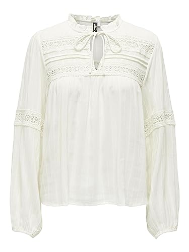 ONLY Damska bluzka ONLJUNE LS TOP WVN, kremowa, M, kremowy, M