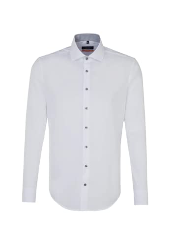 Seidensticker Męska koszula Slim Fit z długim rękawem, popelina, biała, 40