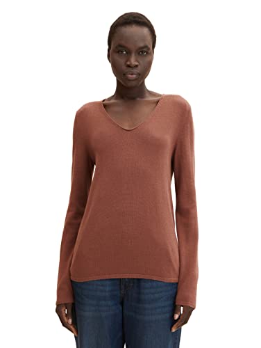TOM TAILOR Damski Sweter z dzianiny Basic 1012976, 30041 - Grounded Brown, XXS