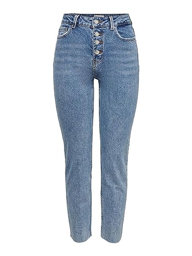 ONLY Dżinsy damskie o prostym kroju Onlemily Life HW Cropped, jasnoniebieski (light blue denim), 30W / 34L