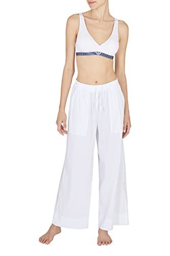 Emporio Armani Damskie spodnie z popeliną, biały, XS