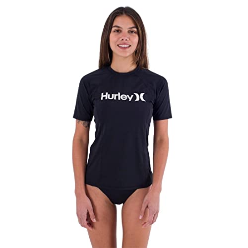 Hurley OAO S/S Rashguard Damska koszula ochronna z wysypką, Czarny, M