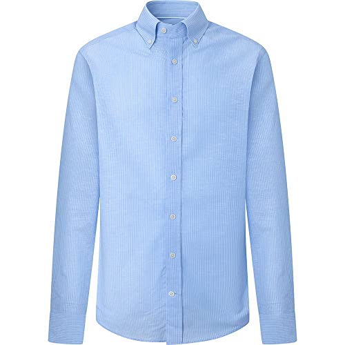 Hackett London Męska koszula z płomieniami, niebieski/biały, XL, niebieski/biały, XL