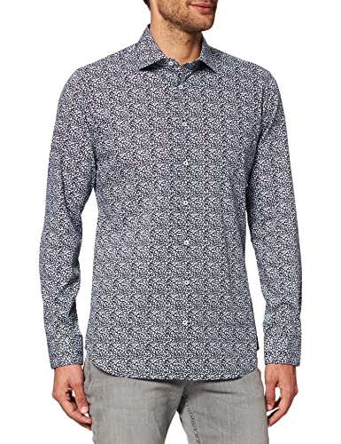 Seidensticker Męska koszula biznesowa – koszula bez prasowania o bardzo wąskim kroju – X-Slim – długi rękaw – kołnierz kent – 100% bawełna, granatowy, 40