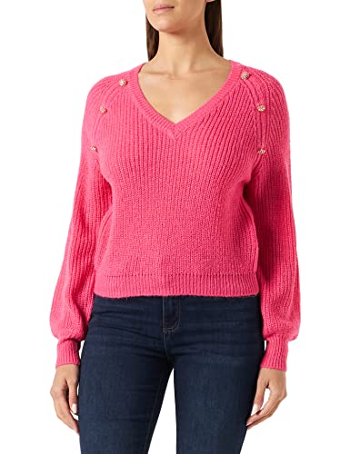 Morgan damski sweter z długim rękawem z dekoltem w serek Monet Fuksja TM, Produkt wysokiej, M