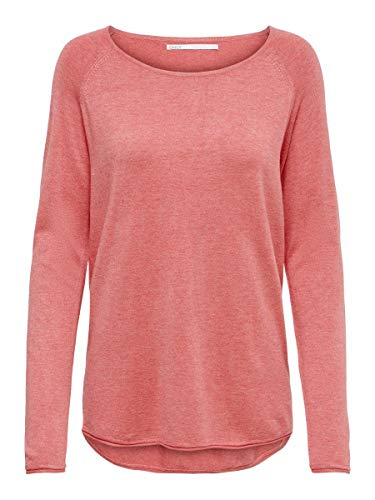 ONLY Damski sweter z dzianiny, długi, Tea Rose/Szczegóły: w melanż, XXS