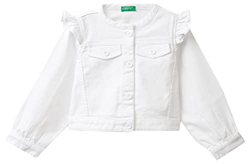 United Colors of Benetton Kurtka dżinsowa dla dziewczynek i dziewczynek, Biały 701, 82