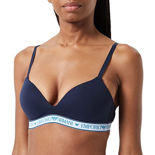 Emporio Armani Damski biustonosz z logo, wyściełany, trójkątny, morski, XL