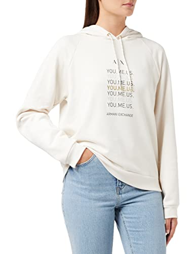 Armani Exchange Damska bluza z kapturem z długim rękawem, logo na przodzie, ISO, ekstra duża