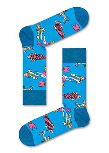 Happy Socks Fish & Whales Sock, Skarpety dla kobiet i mężczyzn, Niebieski-Pomarańczowy-Beżowy-Zielony-Rosa (41-46)