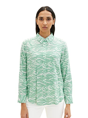 TOM TAILOR Damski Bluzka 1035249, 31574 - Green Small Wavy Design, 32