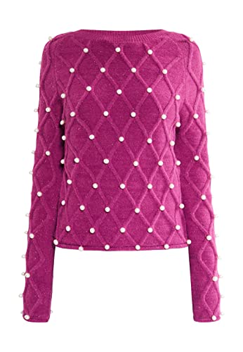 NALLY Damski sweter z dzianiny 11025260-NA02, fuksja, M/L, Fuchsia, M-L