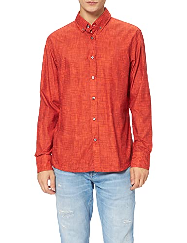 BOSS Męska koszula Mabsoot 1 Slim-Fit z bawełny strukturalnej, Medium Red612., M