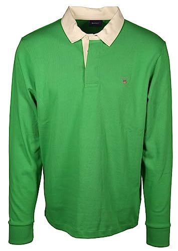 GANT Męski t-shirt SOLID Heavy Rugger, zielony (Mid Green), standardowy, Mid Green, XXL