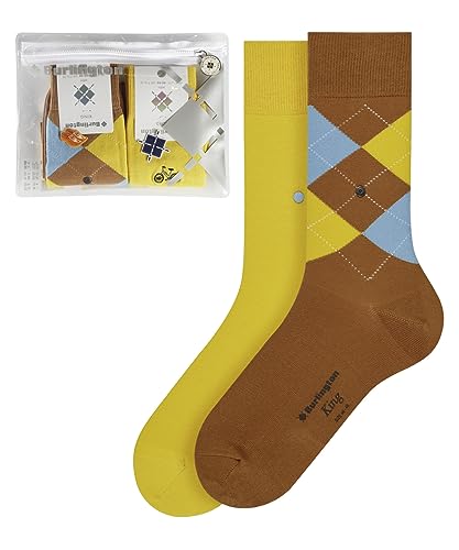Burlington Mężczyźni Skarpety Travel Pouch M SO Trwała Organiczna Bawełna z wzorem 2 Pak, Wielokolorowy (Sortiment 0040), 40-46