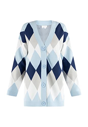 RISA Kardigan z guzikami damski 25825337, jasnoniebieski wielokolorowy, XS-S
