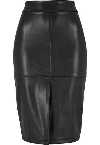 Urban Classics Ladies Synthetic Leather Pencil Skirt damska spódnica średniej długości czarna basics, czarny, XL