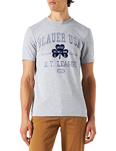 Blauer T-shirt męski z krótkim rękawem, M93 szary melanż, 46