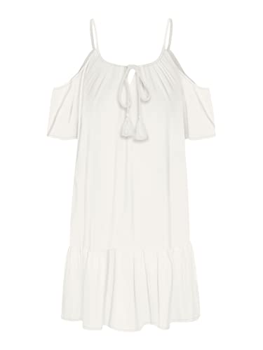 VERO MODA Women's VMMILAN 2/4 Off Shoulde Short Dress WVN sukienka, Snow White, S, Snow White, S