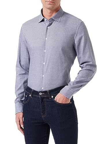Seidensticker Męska koszula slim fit z długim rękawem, granatowy, 40
