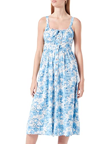 Springfield Sukienka Midi Len Bawełna, Jasnoniebieski, 44