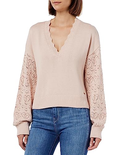 Pepe Jeans Damara damski sweter z dekoltem w serek, Różowy (Ash Rose), L