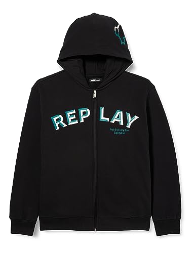 Replay Bluza chłopięca z kapturem, 098 BLACK, 14 lat