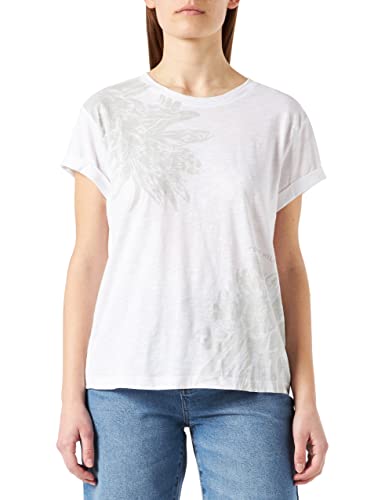 Tommy Hilfiger Damska koszulka Regular Slub Floral C-nk Ss Shirt, Biała/umieszczona wyspa kwiatowa grafika, M