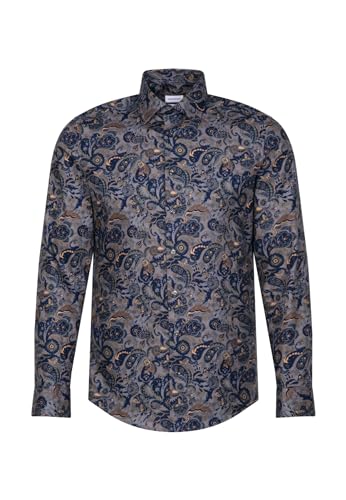 Seidensticker Męska koszula slim fit z długim rękawem, szary, 43