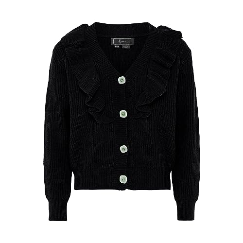 caspio Damski rozdwajany drewniany brzeg uszu dekolt w serek modny kardigan akryl czarny rozmiar XL/XXL, czarny, XL