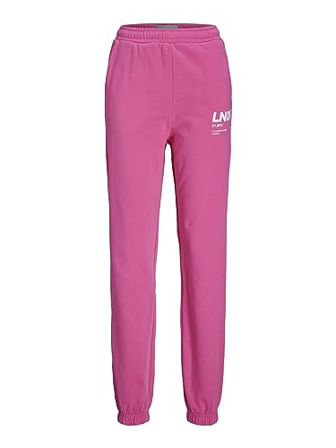 JACK & JONES Damskie spodnie dresowe Jjxx Jxbianca Hw Relaxed Vint Sweatpants Sn do biegania, Carmine Rose/Print:bright White Lndn Print, XL