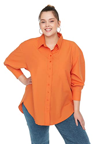 Trendyol Trendyol Kobiety Plus Size Regular Fit Basic Shirt kołnierz tkany plus rozmiar koszula damska trendyol damski plus size normalny krój Podstawowy kołnierz koszula tkana plus size koszula,