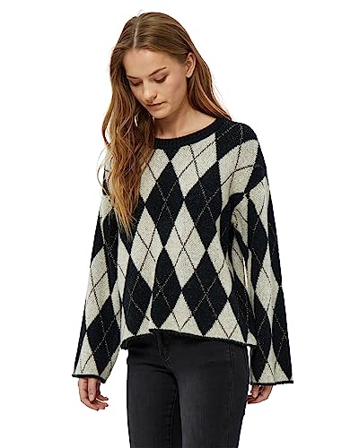 Desires Etara Grs damski sweter z dzianiny w kratkę, Czarny w kratkę, M