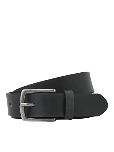 JACK & JONES Jacian Leather Belt pasek skórzany Mężczyźni, czarny, 80