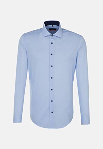 Seidensticker Męska koszula Slim Fit z długim rękawem popelina, jasnoniebieski, 38 PL