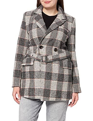usha BLACK LABEL Glencheck 17610871 krótki płaszcz damski, Biała kratka, L