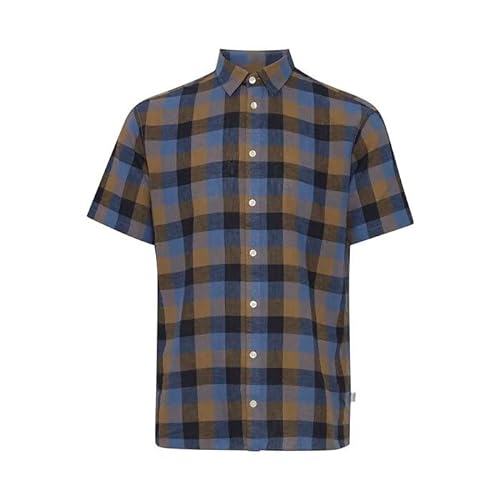 CASUAL FRIDAY Męska koszula CFAlvin 0053 SS Checked Linen Mix Shirt koszula męska, 181022_Ermine, S, 181022_ermine, S