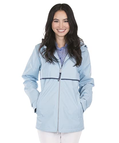 Charles River Apparel Damska kurtka przeciwdeszczowa New Englander Wind & Waterproof (Reg/Ext Sizes), błękitny/pasek, XXL